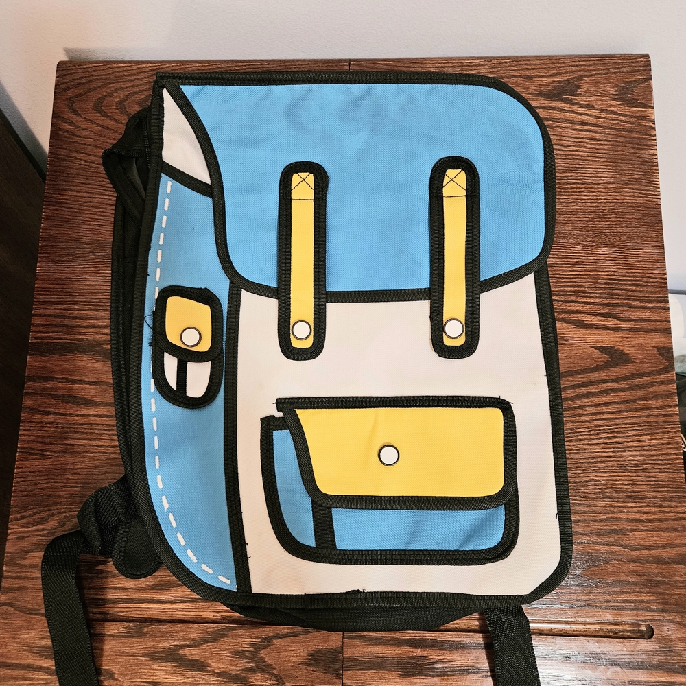 Kids Cartoon Style Backpack - Blue and Yellow